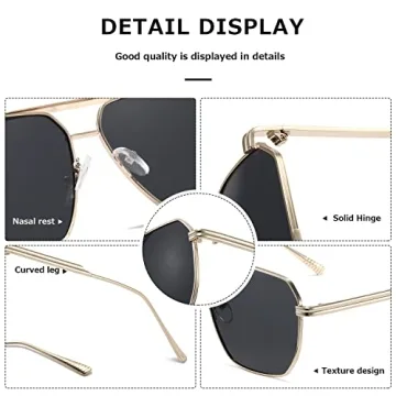 Kimorn Polarized Sunglasses Retro Oversized Square Shades