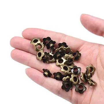 200Pack Flower Eyelet Grommets, 5mm Metal Eyelets for Fabric Clothing, Shoe Eyelets, Belt, Bags, Bookmarks, Paper, Scrapbooking, Card Making and Other Leather Crafts (Antique Brass)