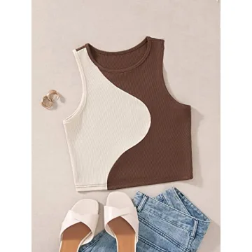 Floerns Women's Color Block Crop Tank Top - Chic Comfort