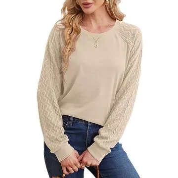 Saloogoe Womens Crewneck Cable Knit Sweaters - Stylish Fall Fashion