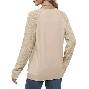 Saloogoe Womens Crewneck Cable Knit Sweaters - Stylish Fall Fashion