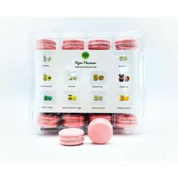 Wholesale 24 Pack Vegan Rose Raspberry Macarons | Perfect for Bakeries & Events