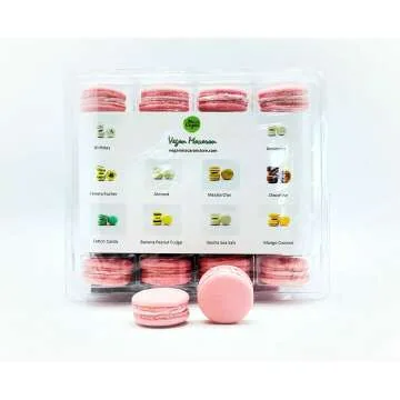 Vegan Rose Raspberry Macarons 24 Pack - Wholesale