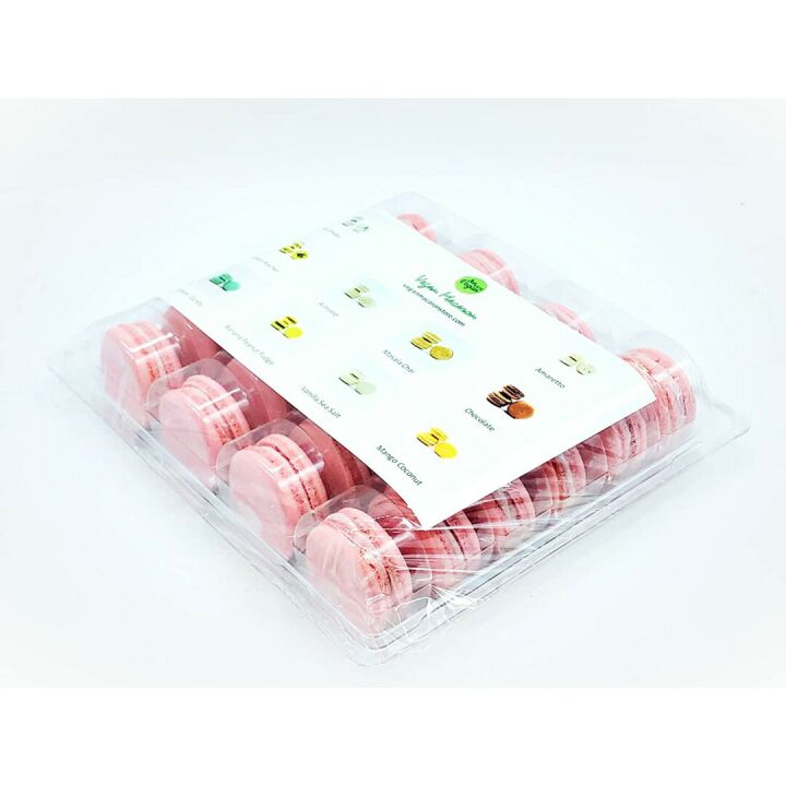Vegan Rose Raspberry Macarons 24 Pack - Wholesale