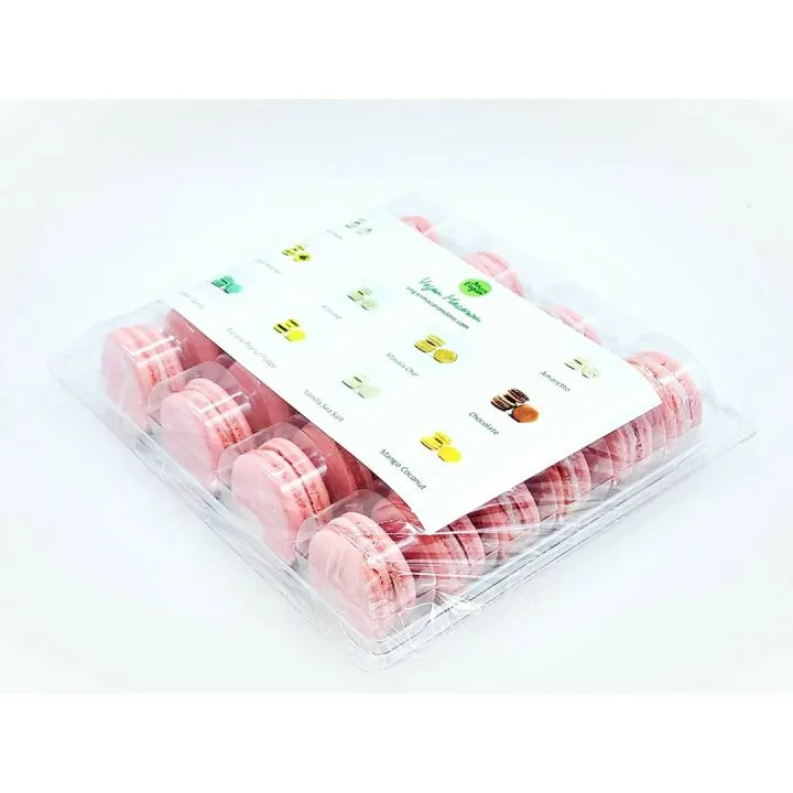 Vegan Rose Raspberry Macarons 24 Pack - Wholesale