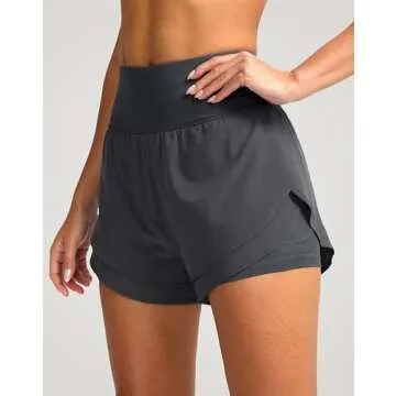 SANTINY 2 in 1 Running Shorts for Women with Pockets