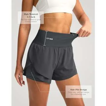 SANTINY 2 in 1 Running Shorts for Women with Pockets