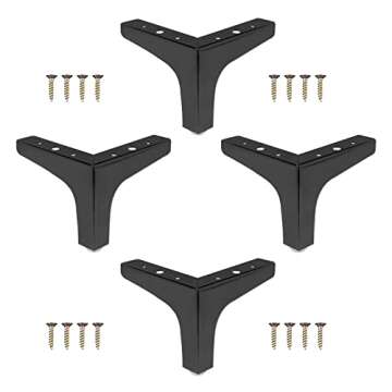 JLXMAXLJ Modern Metal Furniture Legs 4 inches, Set of 4 Furniture Legs Replacement for Dresser Cabinet Couch Bed Chair Table Ottoman DIY Replacement Parts