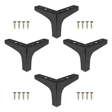 JLXMAXLJ Modern Metal Furniture Legs 4 inches, Set of 4 Furniture Legs Replacement for Dresser Cabinet Couch Bed Chair Table Ottoman DIY Replacement Parts