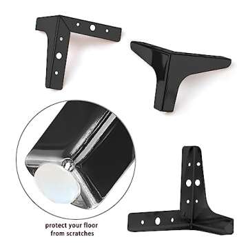 JLXMAXLJ Modern Metal Furniture Legs 4 inches, Set of 4 Furniture Legs Replacement for Dresser Cabinet Couch Bed Chair Table Ottoman DIY Replacement Parts