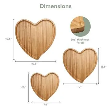 Hallops Heart Charcuterie Board Set of 3 - Eco-Friendly Bamboo Trays