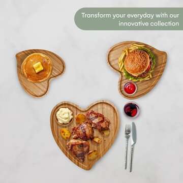 Hallops Heart Charcuterie Board - Bamboo Heart Wood Tray for Food - Heart Cheese Board - Rustic Serving Trays - Multipurpose and Durable - Set of 3-7.6x7.6, 9x8.4, 10.6x10.6 inches