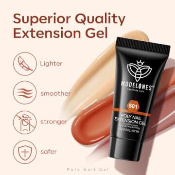 Modelones 20 Colors Poly Nail Gel Kit with Nail Lamp – 122PCS Complete Starter Kit Winter Nude Red Brown Grey Glitter Nail Extension Art DIY at Home Gifts