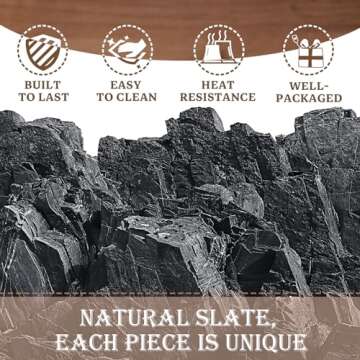 13 Pieces Slate Drink Coasters, GOH DODD 4 Inch Black Coasters Stone Coaster Set, Laser Engraving Bl...