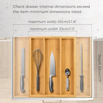 Utoplike Bamboo Expandable Kitchen Drawer Organizer