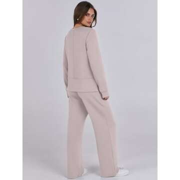 ANRABESS Womens 2 Piece Lounge Sets Sweatsuit Travel Outfits Wide Leg Pants Set 2024 Fall Fashion Tracksuit Clothes Medium