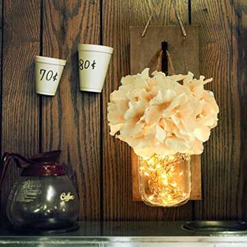 HABOM Rustic Mason Jar Wall Decor Sconces for Home Embrace