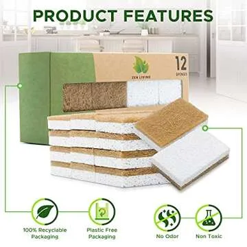 Zen Living Eco-Friendly Natural Sponge 12 Pack