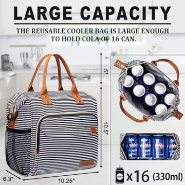 TuErCao Insulated Lunch Bag - Large & Stylish Tote