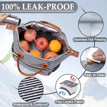TuErCao Insulated Lunch Bag - Large & Stylish Tote