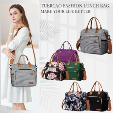 TuErCao Insulated Lunch Bag - Large & Stylish Tote