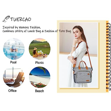 TuErCao Insulated Lunch Bag - Large & Stylish Tote