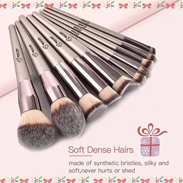 BESTOPE Pro Makeup Brushes Set with Champagne Gold Handle