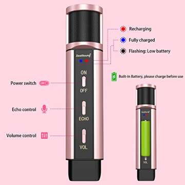 Studio Microphone, ZealSound Condenser Recording & Broadcasting Microphone With Stand Built-in Sound Card Echo Recording Karaoke Singing for Phone PC Garageband Smule Live Stream & YouTube (Rose Gold)