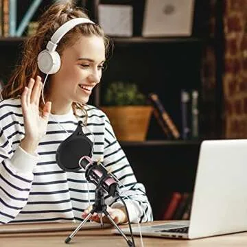 Studio Microphone, ZealSound Condenser Recording & Broadcasting Microphone With Stand Built-in Sound Card Echo Recording Karaoke Singing for Phone PC Garageband Smule Live Stream & YouTube (Rose Gold)