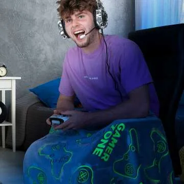 Glow in The Dark Gamer Blanket for Kids and Teens