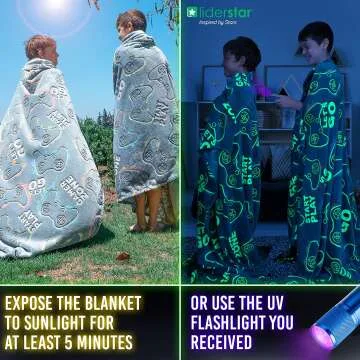 Glow in The Dark Gamer Blanket for Kids and Teens