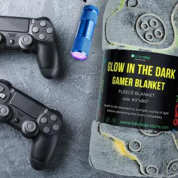 Glow in The Dark Gamer Blanket for Kids and Teens