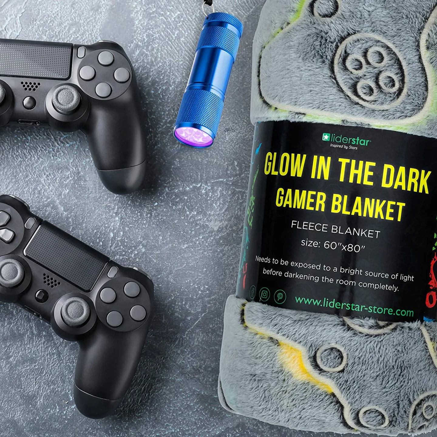 Glow in The Dark Gamer Blanket for Kids and Teens