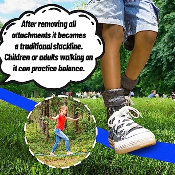 Ninja Warrior Obstacle Course for Kids - 52ft Slackline & 11 Obstacles
