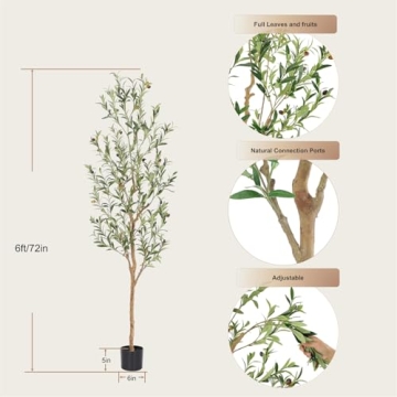 Bellacat Faux Olive Tree 6ft - Elegant Indoor Décor