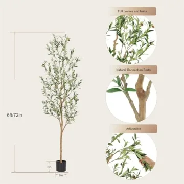 Bellacat Faux Olive Tree 6ft - Elegant Indoor Décor
