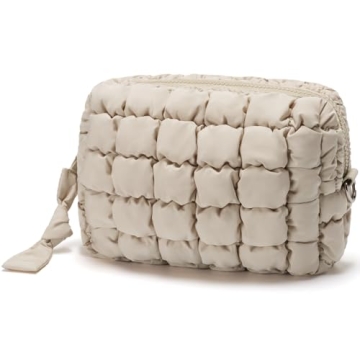 Unilily Quilted Makeup Bag - Cute Puffer Travel Toiletry Bag for Women, Perfect Large Cosmetic Pouch...