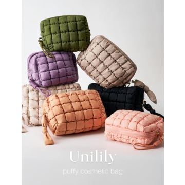 Unilily Quilted Makeup Bag - Stylish Essential for Women