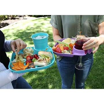 Great Plate Reusable Plastic Plates with Cup Holder