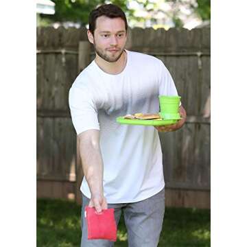 Great Plate Reusable Plastic Plates with Cup Holder