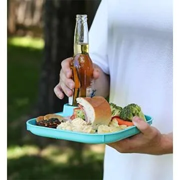 Great Plate Reusable Plastic Plates with Cup Holder