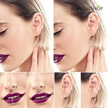 JewelrieShop Clip on Hoop Earrings for Non Pierced Wear