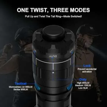 WUBEN T4 Tactical Flashlight Rechargeable for EDC, Small Flashlight Powerful 401M Long Throw, Pocket Flashlight with Tactical/Duty/Lock 3 Modes, Mini Flash Light for Police, Military, and Daily Use