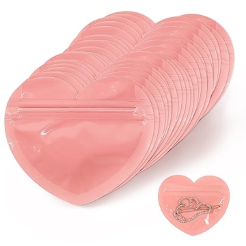 100pcs Mini Heart Shaped Mylar Zip Lock Bags for Jewelry Packaging