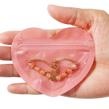 100pcs Heart-Shaped Ziplock Bags for Jewelry and Crafts