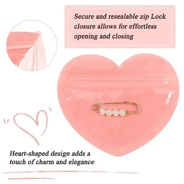 100pcs Heart-Shaped Ziplock Bags for Jewelry and Crafts