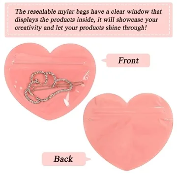 100pcs Heart-Shaped Ziplock Bags for Jewelry and Crafts