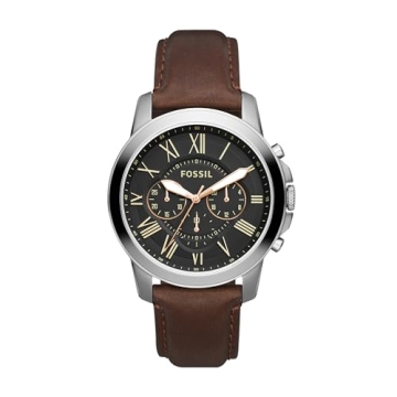 Fossil Men's Grant Quartz Stainless Steel and Leather Chronograph Watch - Stylish & Functional