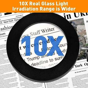 KMDES 10X Real Glass LED Magnifying Lamp for Crafts