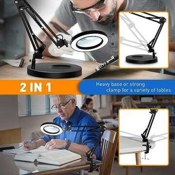 KMDES 10X Real Glass LED Magnifying Lamp for Crafts